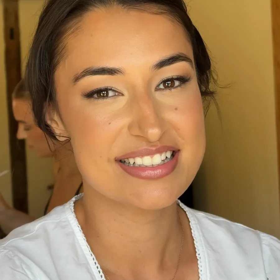 Soft glam bridal makeup by Lucy Mae, natural radiant finish